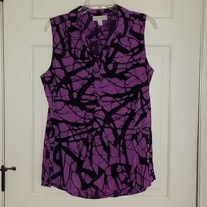 Dana Buchman large purple and black sleeveless blouse